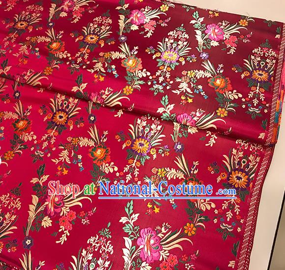 Asian Wine Red Brocade Chinese Traditional Begonia Pattern Fabric Silk Fabric Chinese Fabric Material