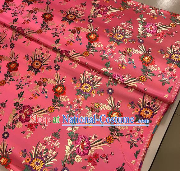 Asian Pink Brocade Chinese Traditional Begonia Pattern Fabric Silk Fabric Chinese Fabric Material