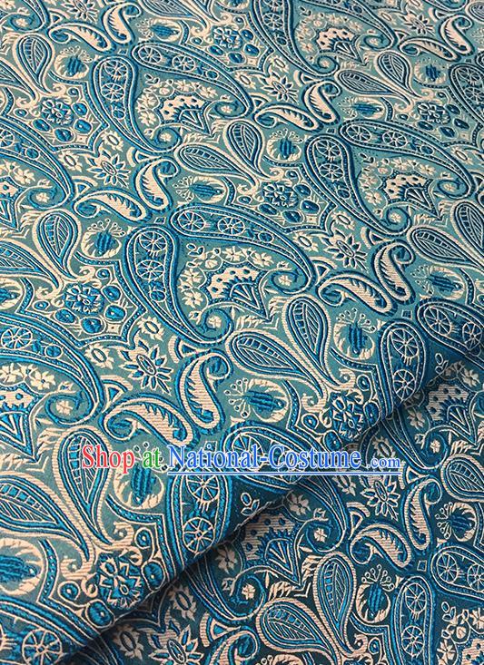 Asian Chinese Blue Brocade Traditional Pattern Fabric Silk Fabric Chinese Fabric Material