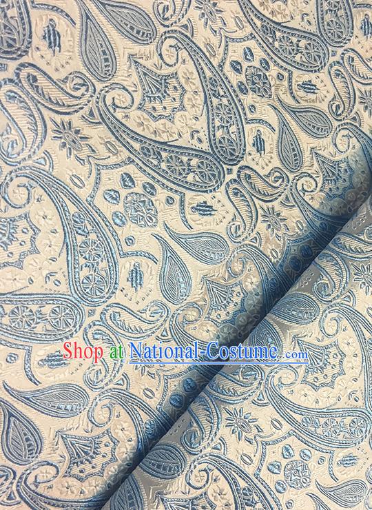 Asian Chinese Brocade Traditional Blue Pattern Fabric Silk Fabric Chinese Fabric Material