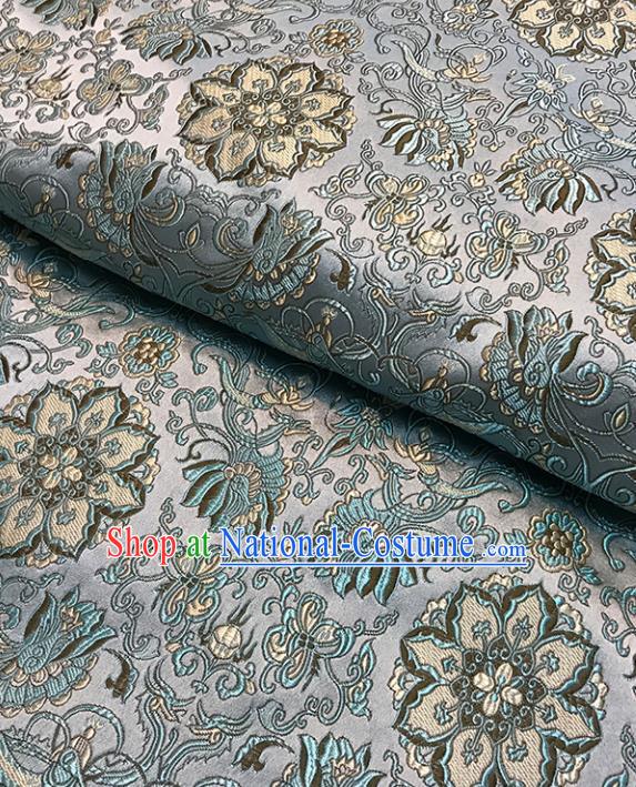 Asian Chinese Traditional Pattern Blue Brocade Fabric Silk Fabric Chinese Fabric Material