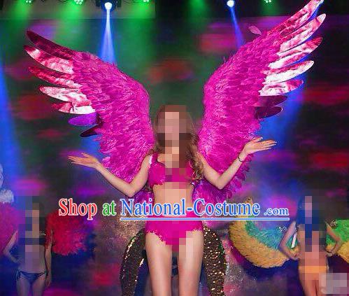 Stage Performance Brazilian Carnival Feather Wings Miami Deluxe Rosy Feather Wings for Women