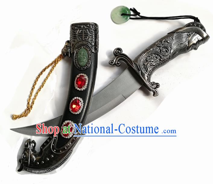 Chinese Traditional Beijing Opera Prop Diva Uyghur Nationality Black Dagger Swords