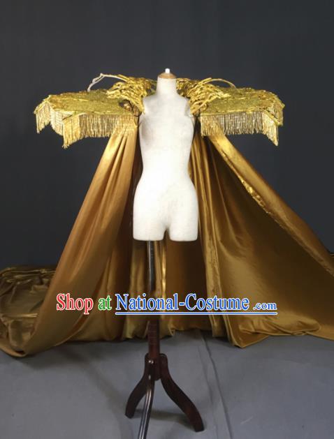 Top Grade Modern Fancywork Costumes Catwalks Golden Cloak for Women