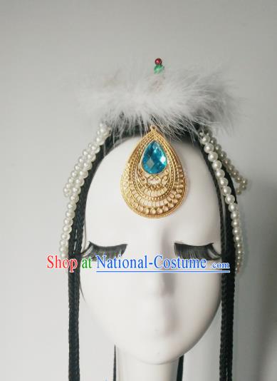 Chinese Traditional Classical Dance Hair Accessories Zang Nationality Dance Headwear for Women