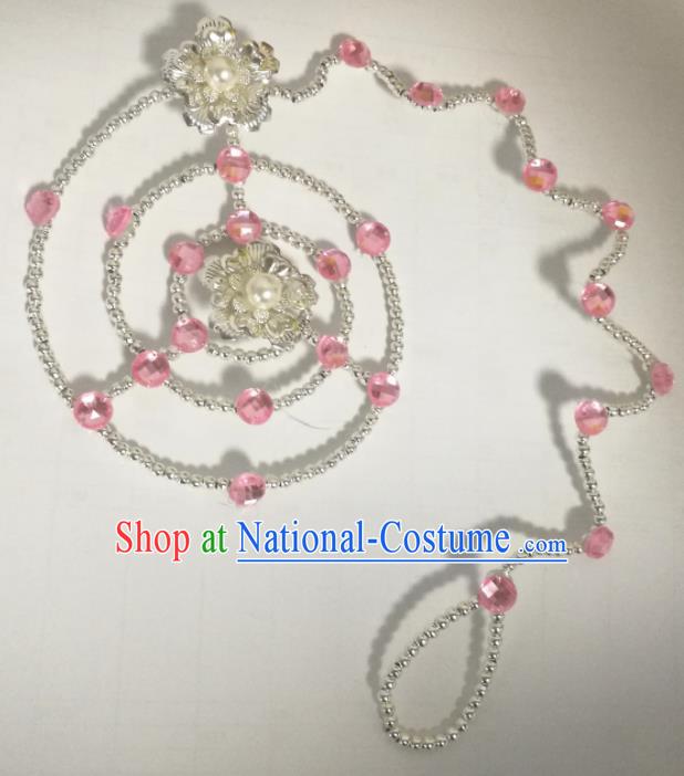 Chinese Traditional Classical Dance Pink Crystal Hair Accessories Folk Dance Headwear for Women