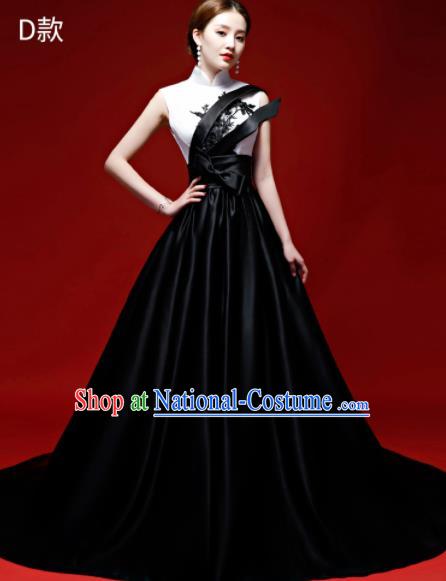 Top Grade Catwalks Black Full Dress Compere Chorus Costume for Women