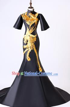 Chinese Traditional Phoenix Pattern Full Dress Compere Chorus Costume for Women