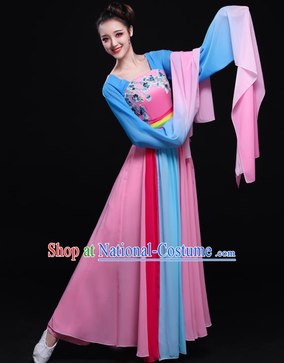 Chinese Traditional Classical Dance Water Sleeve Dress Umbrella Dance Costume for Women