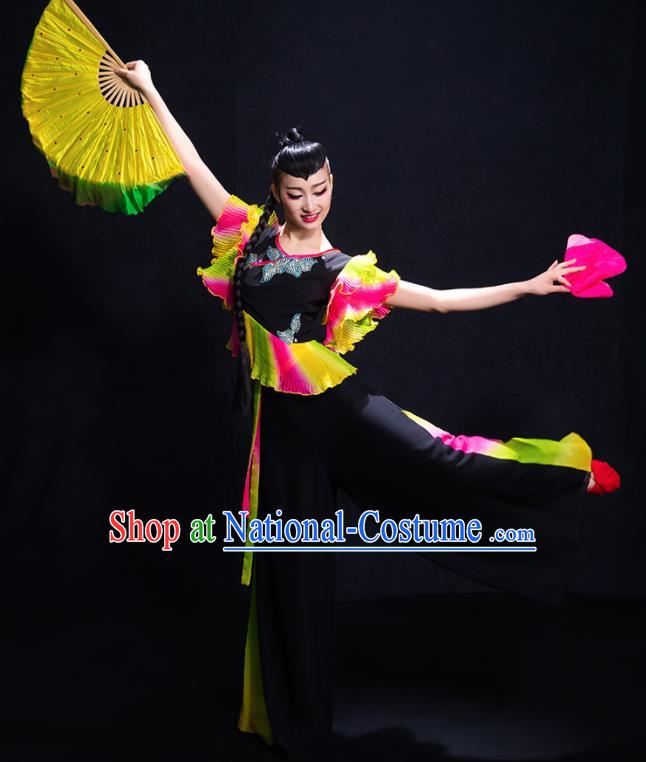 Chinese Traditional Yangko Dance Black Clothing Classical Dance Costume for Women