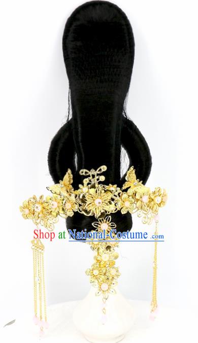 Chinese Traditional Drama Hair Accessories Ancient Tang Dynasty Queen Wig and Hairpins Headwear for Women