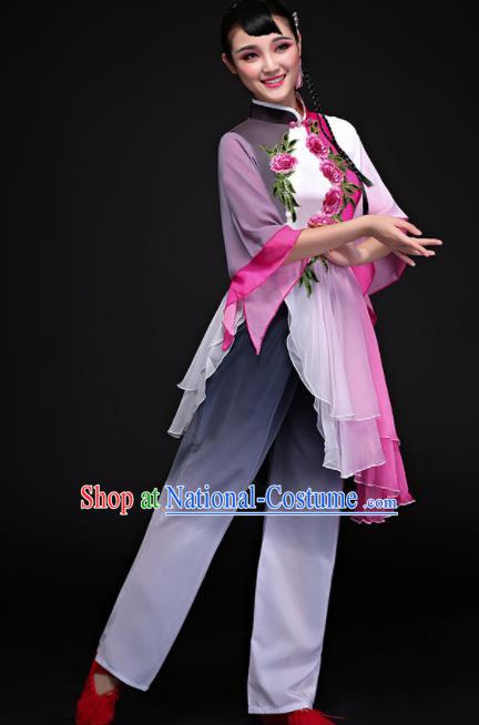 Chinese Traditional Umbrella Dance Folk Dance Clothing Classical Dance Costume for Women