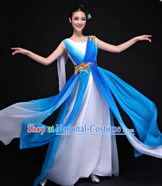 Professional Chorus Costumes Modern Dance Compere Blue Dress for Women