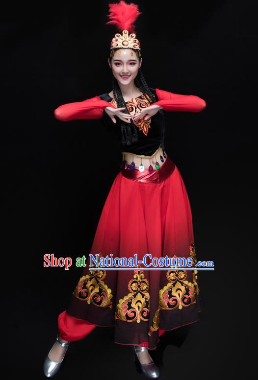 Chinese Traditional Uigurian Folk Dance Clothing Uyghur Nationality Classical Dance Costume for Women