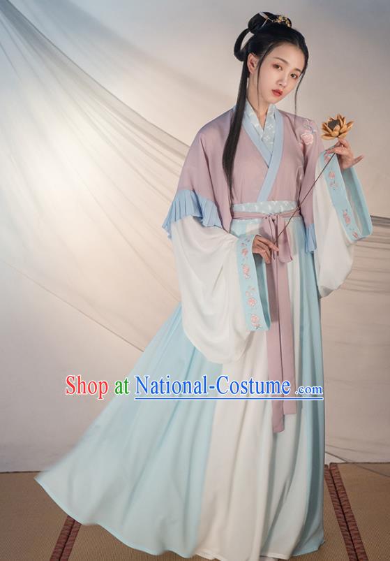 Chinese Traditional Jin Dynasty Princess Costume Ancient Swordswoman Embroidered Clothing for Women