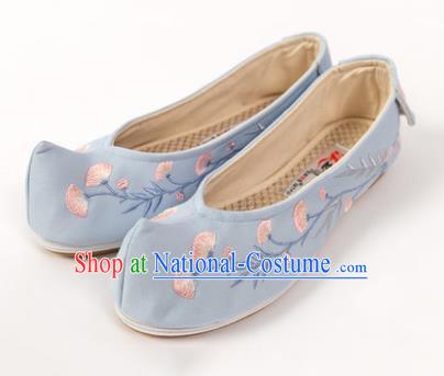 Asian Chinese Ancient Blue Embroidered Shoes Traditional Hanfu Shoes Embroidered Shoes for Women