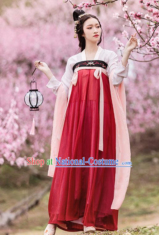 Traditional Chinese Tang Dynasty Princess Embroidered Costumes Complete Set for Rich Women