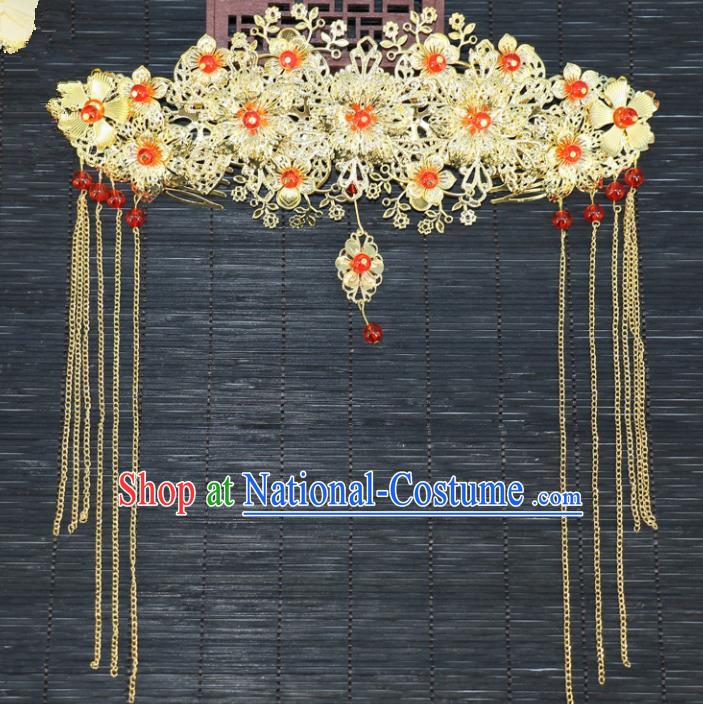 Chinese Traditional Hair Accessories Ancient Hanfu Flowers Phoenix Coronet Hairpins for Women