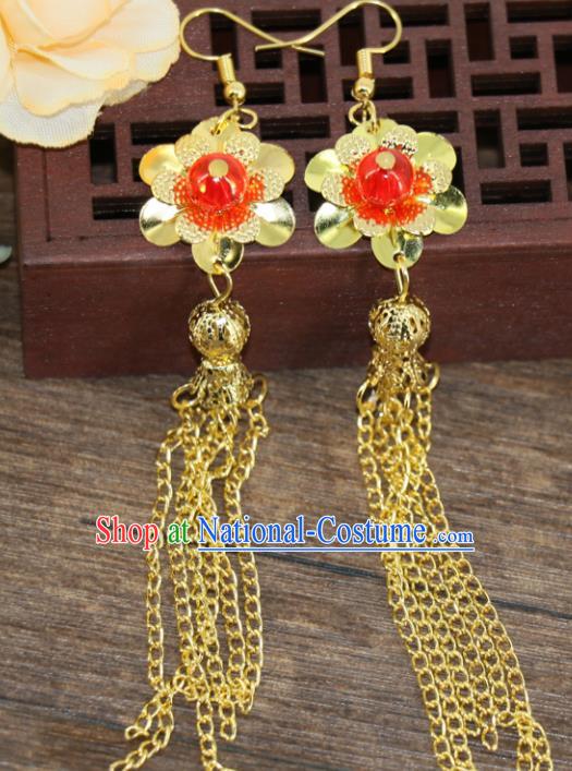 Chinese Traditional Jewelry Accessories Ancient Tassel Flower Earrings for Women