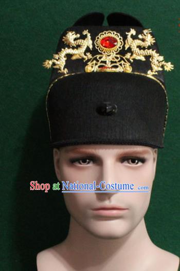 Chinese Traditional Swordsman Hair Accessories Ancient Ming Dynasty Emperor Hat for Men