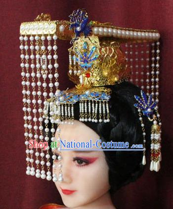 Chinese Ancient Queen Hair Accessories Tang Dynasty Empress Phoenix Coronet Hat for Women