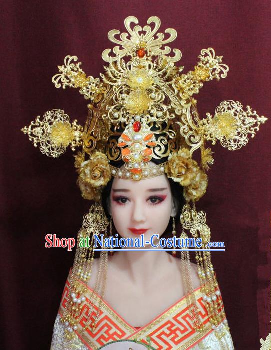 Chinese Ancient Queen Hair Accessories Tang Dynasty Empress Phoenix Coronet Hairpins for Women