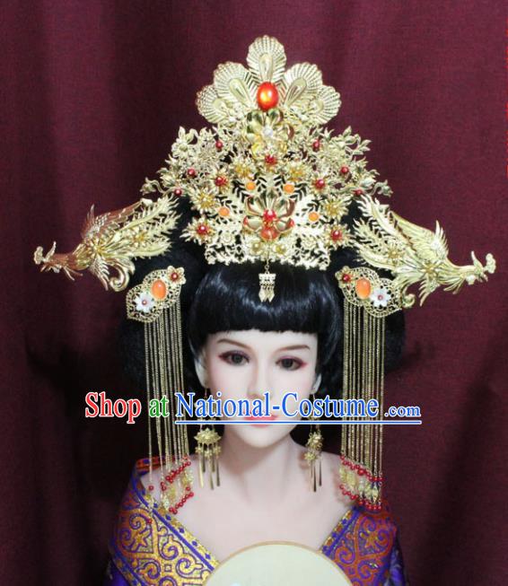 Chinese Ancient Palace Hair Accessories Handmade Han Dynasty Queen Phoenix Coronet Hairpins for Women