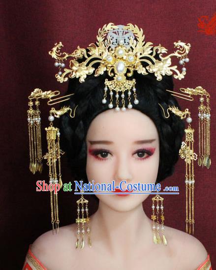 Chinese Ancient Imperial Consort Hair Accessories Tang Dynasty Empress Phoenix Coronet Hairpins for Women