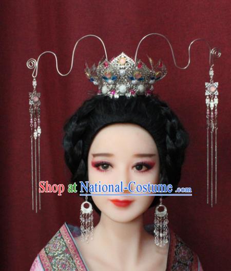 Chinese Traditional Handmade Hair Accessories Colorful Lotus Phoenix Coronet Hairpins for Women