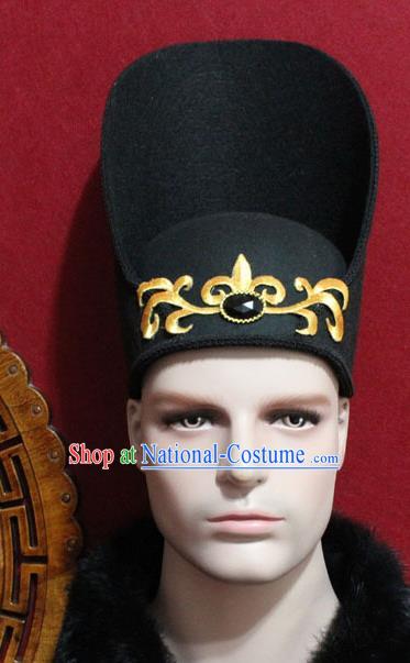 Chinese Traditional Prince Hair Accessories Ancient Tang Dynasty Chancellor Black Hat for Men