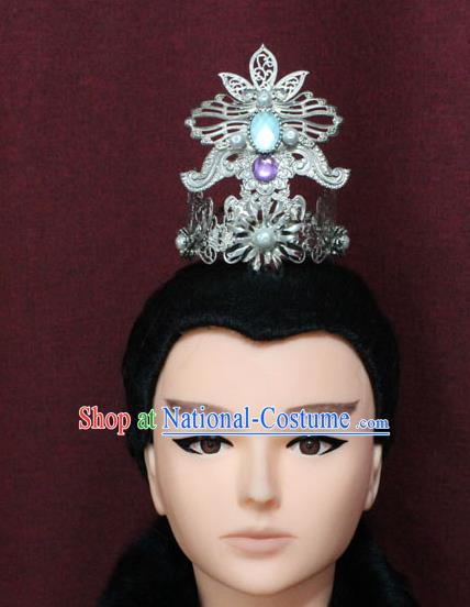 Chinese Traditional Royal Highness Hair Accessories Ancient Han Dynasty Prince Hairdo Crown for Men