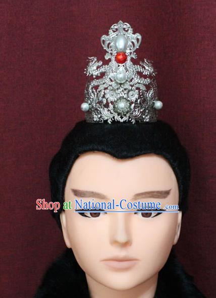 Chinese Traditional Swordsman Hair Accessories Ancient Han Dynasty Prince Dragons Hairdo Crown for Men