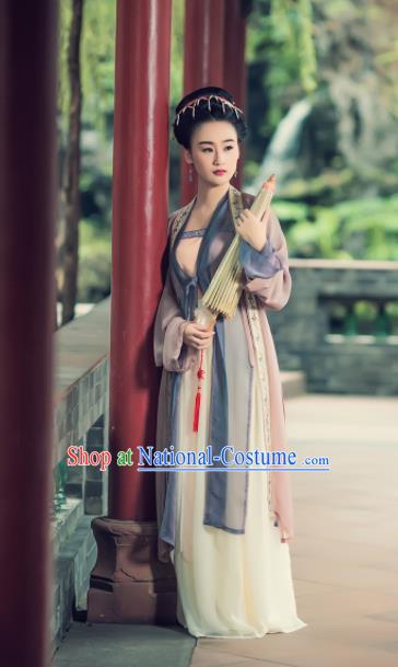 Chinese Ancient Song Dynasty Young Lady Embroidered BeiZi Costumes Complete Set for Women