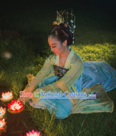 Chinese Ancient Tang Dynasty Imperial Consort Hanfu Dress Embroidered Costumes for Women