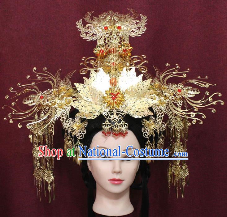 Chinese Handmade Tang Dynasty Queen Peony Phoenix Coronet Ancient Palace Hair Accessories Hairpins for Women