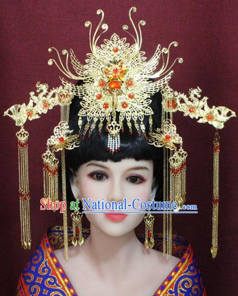 Chinese Handmade Tang Dynasty Princess Phoenix Coronet Ancient Palace Hair Accessories Hairpins for Women