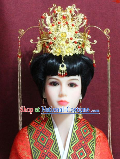 Chinese Handmade Palace Hairpins Ancient Bride Phoenix Coronet Hair Accessories for Women