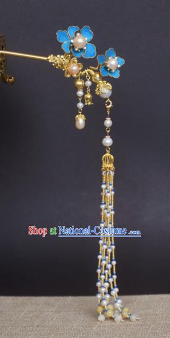 Chinese Handmade Princess Hanfu Pearls Tassel Hair Clip Hairpins Ancient Hair Accessories for Women