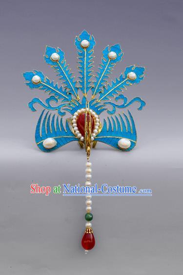 Chinese Ancient Qing Dynasty Handmade Tian-Tsui Phoenix Hairpins Hair Accessories Hanfu Hair Clip for Women