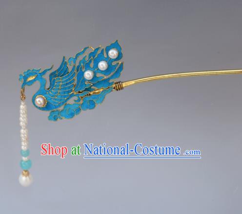 Chinese Ancient Qing Dynasty Tian-Tsui Phoenix Hairpins Handmade Hair Accessories for Women