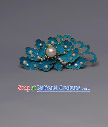 Chinese Ancient Qing Dynasty Flowers Pearls Hair Comb Hair Accessories Handmade Hairpins for Women