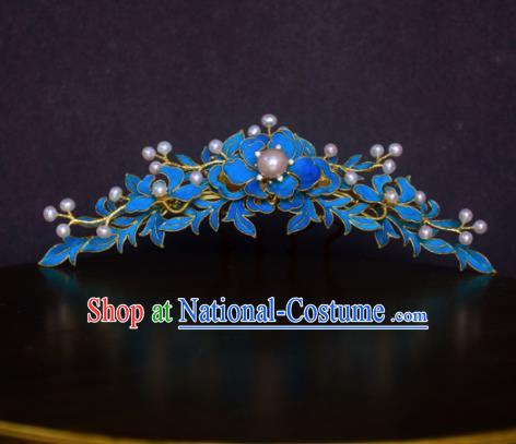 Chinese Handmade Princess Hanfu Hairpins Blueing Hair Comb Ancient Hair Accessories for Women