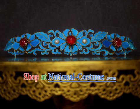 Chinese Handmade Princess Hanfu Hairpins Blueing Chrysanthemum Hair Comb Ancient Hair Accessories for Women