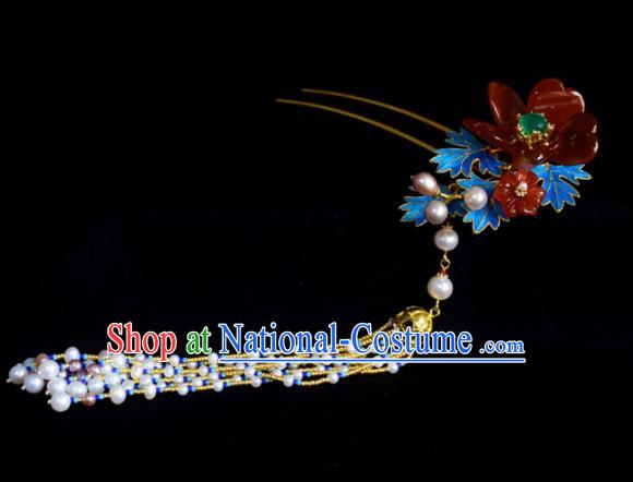 Chinese Handmade Princess Hanfu Hairpins Pearls Tassel Hair Clip Ancient Hair Accessories for Women