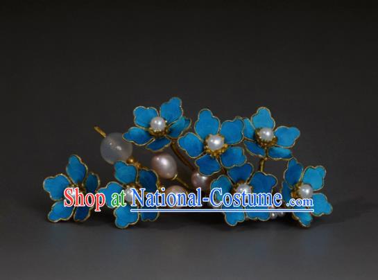 Chinese Handmade Princess Hanfu Hairpins Pearls Flowers Hair Stick Ancient Hair Accessories for Women