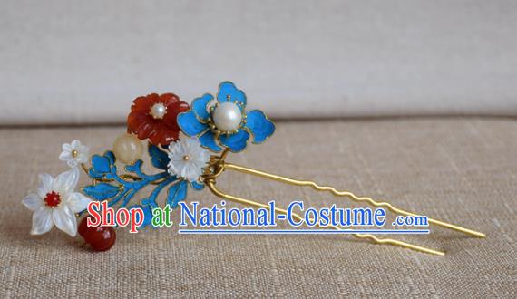 Chinese Qing Dynasty Flowers Hairpins Hair Accessories Ancient Handmade Hanfu Hair Clip for Women