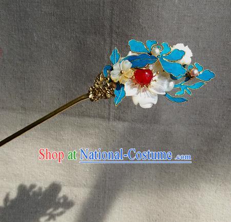 Chinese Qing Dynasty Shell Flowers Hairpins Hair Accessories Ancient Handmade Hanfu Hair Clip for Women