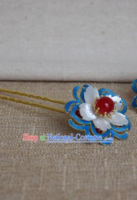 Chinese Qing Dynasty Agate Flowers Hairpins Hair Accessories Ancient Handmade Hanfu Hair Clip for Women