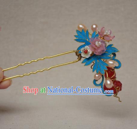 Chinese Qing Dynasty Agate Calabash Flowers Hairpins Hair Accessories Ancient Handmade Hanfu Hair Clip for Women