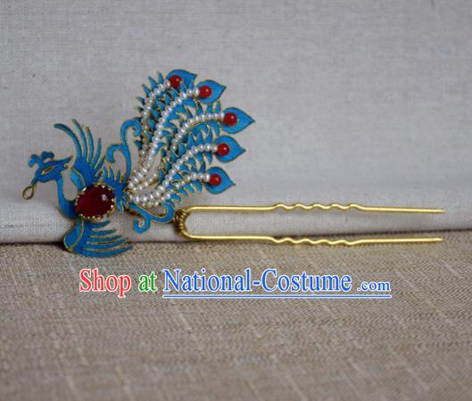 Chinese Handmade Qing Dynasty Palace Phoenix Hairpins Hair Accessories Ancient Hanfu Hair Clip for Women